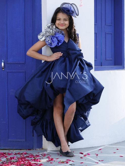 High /Low Taffeta Balloon Dress  With Hair Accessory