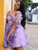 Printed Floral Puff Dress With Hair Accessory