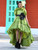 Pistachio Taffeta High-Low Dress With Hair Accessory