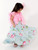 Printed Satin Layered Skirt With Organza Top And Hair Accessory