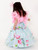 Printed Satin Layered Skirt With Organza Top And Hair Accessory