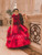Red Hankies Drapes Luxury Gown With Hair Accessory