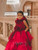 Red Hankies Drapes Luxury Gown With Hair Accessory