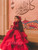 Red Hankies Drapes Luxury Gown With Hair Accessory