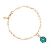 Pyrrha- Always Sincere 14k Gold Paperclip Chain Bracelet Mediterranean Blue