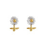 Alex Monroe Gold Plated Daisy Studs With Teeny Tiny Bee Drops