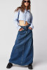 Free People Come As You Are Denim Maxi Skirt Dark Indigo