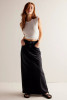 Free People Come As You Are Denim Maxi Skirt Black