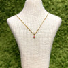 Tashi Gold Vermeil Tiny Milgrain Edge Ruby Necklace 2mm