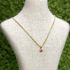 Tashi Gold Vermeil Tiny Milgrain Edge Ruby Necklace 2mm