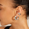 Pilgrim Aleena Silver Plated Chunky Tube Hoop & Ear Cuff Set