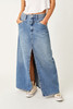 Free People Come As You Are Denim Maxi Skirt Sapphire Blue