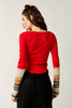 Free People Cozy Craft Cuff Sweater Red Combo