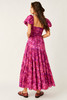 Free People Short Sleeve Sundrenched Maxi Dress Magenta Combo