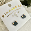 Pika & Bear Mew Porcelain Cat Face Studs Black