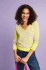 Esprit Striped Cotton V-Neck Sweater Yellow