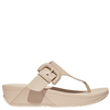 FitFlop Lulu Covered Buckle Raw Edge Leather Toe Post Sandals Stone Beige
