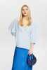 Esprit Gathered Sleeve Wrap Blouse Light Blue