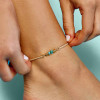 Pura Vida Turquoise Chip Braided Anklet Beige