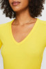Esprit Ribbed V-Neck T-Shirt Yellow