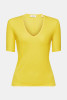 Esprit Ribbed V-Neck T-Shirt Yellow