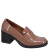 Bueno Ruth Heeled Loafers Taupe Patent