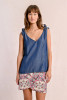 Molly Bracken Tie Shoulder Tank Top Blue Denim