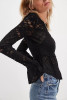 Free People Lace Layering Long Sleeve Black