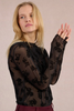 Molly Bracken Flocked Velvet Long Sleeve Layering Top Black