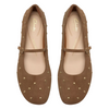 Clarks Livia Studded Flats Walnut Suede