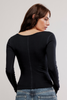 Free People End Game Pointelle Long Sleeve Black