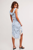 Free People Flock Together Midi Dress Poplin Blue Combo