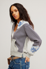 Free People Lydia Zip Up Sweater Grey Combo