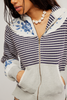 Free People Lydia Zip Up Sweater Grey Combo