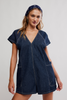 Free People Free Fall Denim Romper Deep Blue