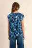 Molly Bracken Printed Short Sleeve Blouse Blue Indigo