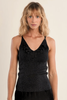 Molly Bracken Floral Neckline Tank Top Black