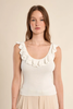 Molly Bracken Ruffled Rib Tank Top White
