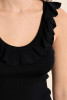 Molly Bracken Ruffled Rib Tank Top Black