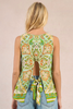 Molly Bracken Cut-Out Back Top Green Ines Paisley