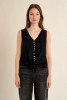 Molly Bracken Knotted Button-Up Tank Top Black