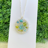 White Lotus Large Silver Web Necklace Green & Blue