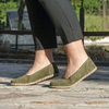 Monstera Ballet Flats Green Suede