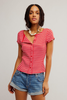 Free People Most Wanted Striped Cotton Cardi Red & White