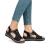 Rieker Rose Sparkly Wedges Black