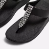FitFlop Fino Pearl & Crystal Toe Post Sandals Black