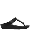 FitFlop Fino Pearl & Crystal Toe Post Sandals Black
