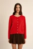 Molly Bracken Round Neck Knit Cardigan Red