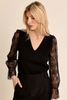 Molly Bracken Lace Long Sleeve Top Black