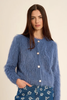 Molly Bracken Fuzzy Cardigan Blue Denim